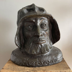 A large 1930s Bust of an ugly French Sea Captain that went by the name of 'Captain Kerbronec'. Well sculpted and cast from plaster - SHOP NOW - www.intovintage.co.uk