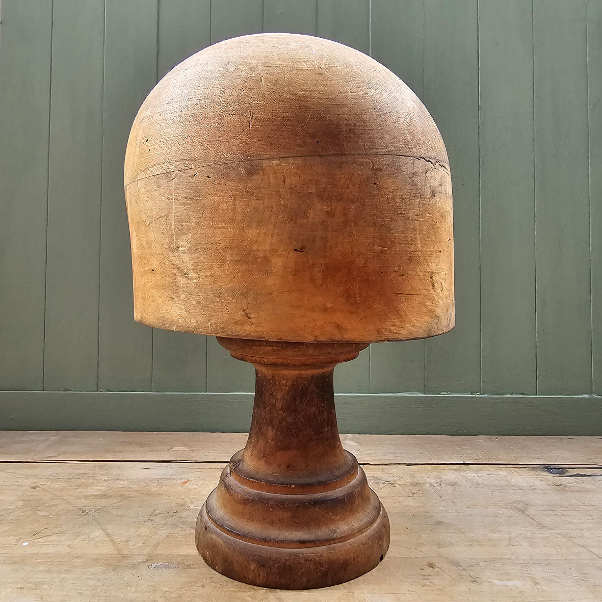 A Milliners Hat Block with its original stand is a real beauty. Perfectly aged with great colour. The perfect resting place for resting you hat or cap when not in use - SHOP NOW - www.intovintage.co.uk