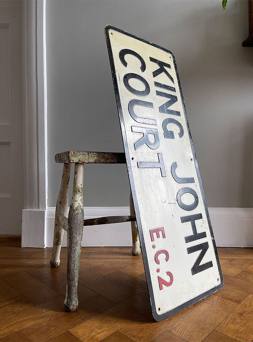 An Original London Street Sign from King John Court, London, E.C.2. - SHOP NOW - www.intovintage.co.uk