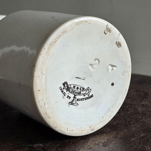 A lovely early 20th century white ironstone Dijon Grey-Poupon pot by CREIL and MONTEREAU.Stamped Creil and Montereau on the base - SHOP NOW - www.intovintage.co.uk