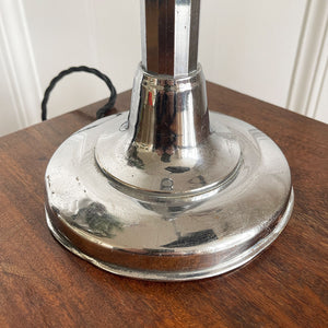 A smart looking nickel plated desk lamp from the Art Deco period. Fully adjustable head. Wired for electricity with new bayonet lamp fitting, three core black cloth covered cable new plug and pat tested - SHOP NOW - www.intovintage.co.uk