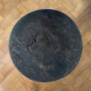 An Antique Singer Work Stool. It has a cast iron tripod base with the SINGER brand mark, a black painted steel stem and original turned wooden button seat. The wood shows fantastic age related patina. A great looking stool that would compliment any setting - SHOP NOW - www.intovintage.co.uk