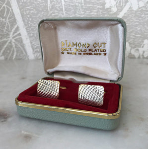 Vintage Classic Diamond Cut 23CT. Gold Plated Cufflinks - SHOP NOW - www.intovintage.co.uk
