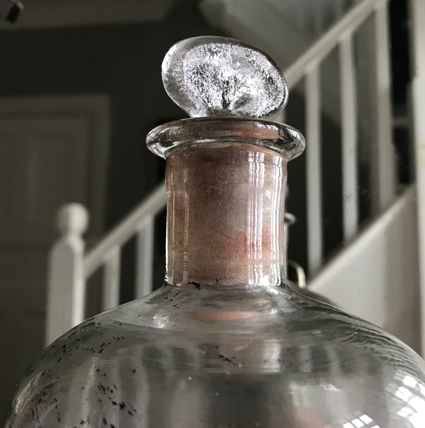 Large Clear Victorian Apothecary Bottle with original content residue that gives it a great look - SHOP NOW - www.intovintage.co.uk