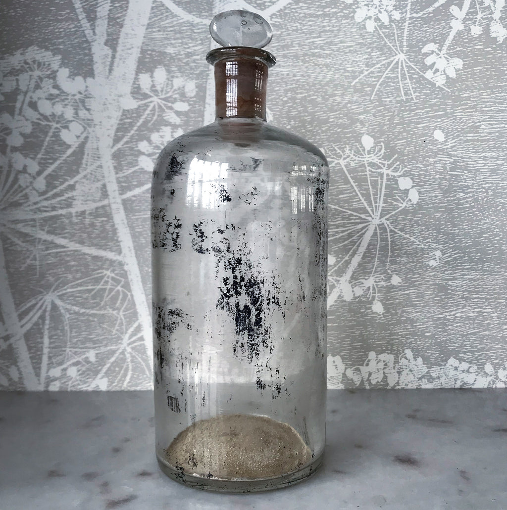 Large Clear Victorian Apothecary Bottle with original content residue that gives it a great look - SHOP NOW - www.intovintage.co.uk