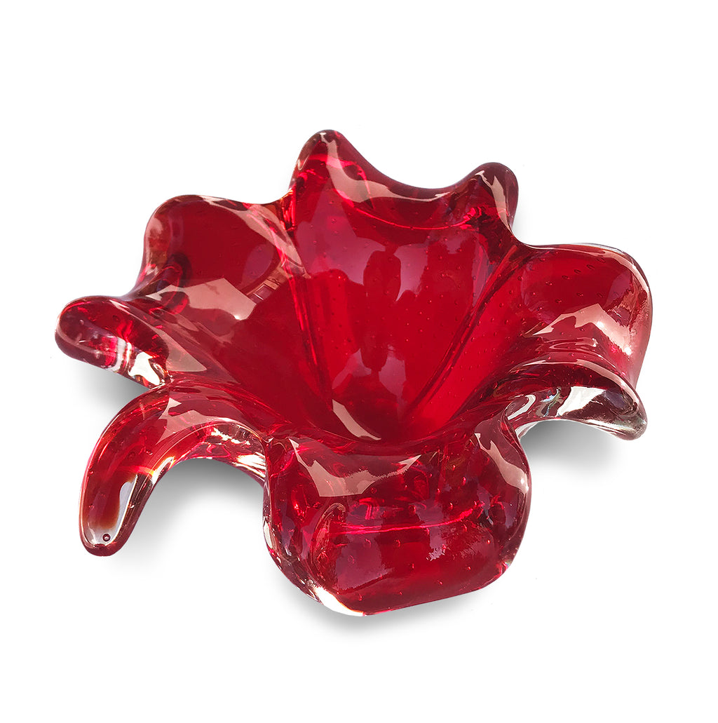 Bright red Murano Art Glass bubble vase - SHOP NOW - www.intovintage.co.uk