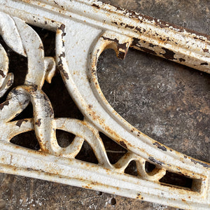 A beautiful Pair of heavy Cast Iron Brackets, reportedly from a train station in Normandy, France. the matching brackets have beautifully cast Art Nouveaux detailing within the frames. Would look fantastic holding up a kitchen shelf - SHOP NOW - www.intovintage.co.uk