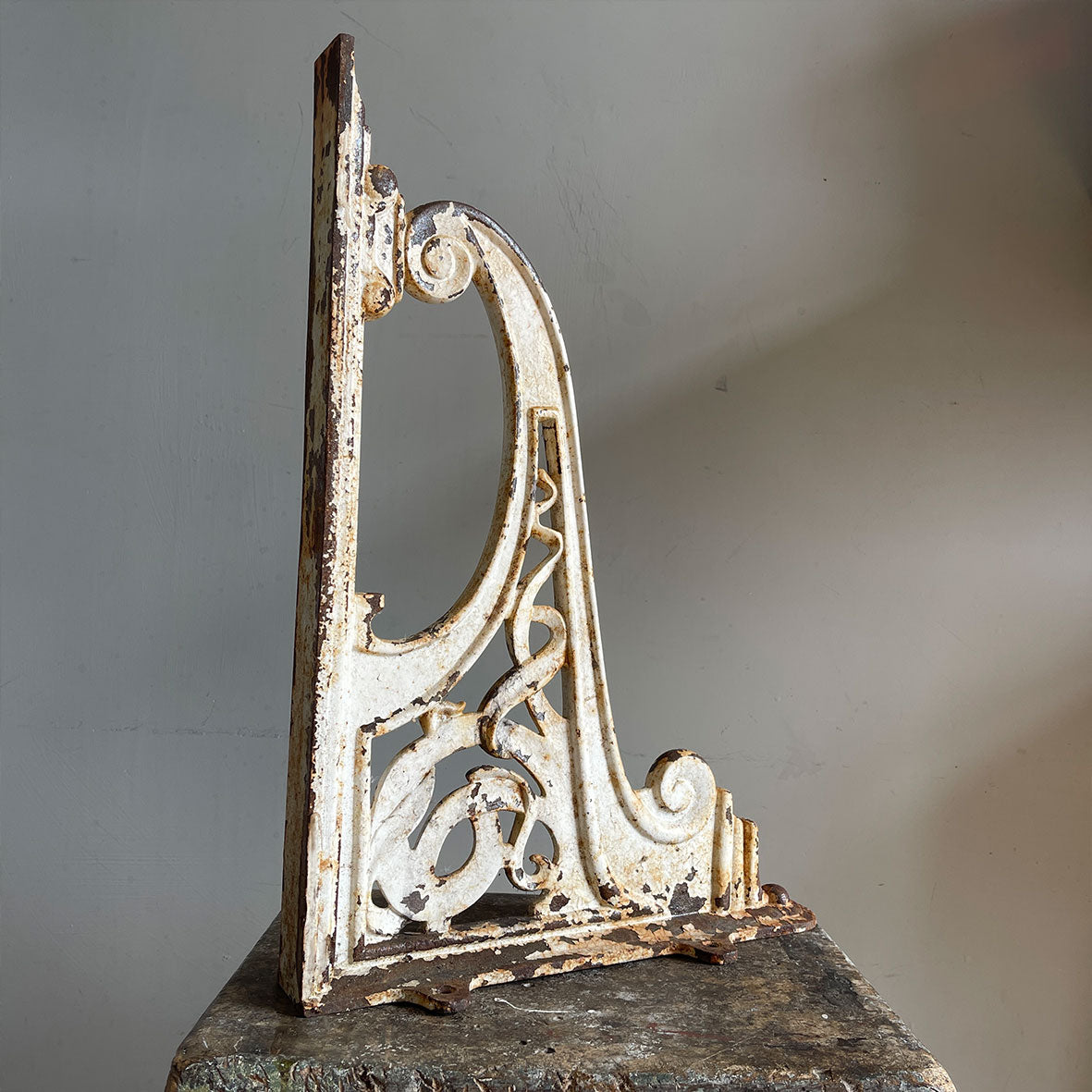 A beautiful Pair of heavy Cast Iron Brackets, reportedly from a train station in Normandy, France. the matching brackets have beautifully cast Art Nouveaux detailing within the frames. Would look fantastic holding up a kitchen shelf - SHOP NOW - www.intovintage.co.uk