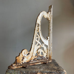 A beautiful Pair of heavy Cast Iron Brackets, reportedly from a train station in Normandy, France. the matching brackets have beautifully cast Art Nouveaux detailing within the frames. Would look fantastic holding up a kitchen shelf - SHOP NOW - www.intovintage.co.uk