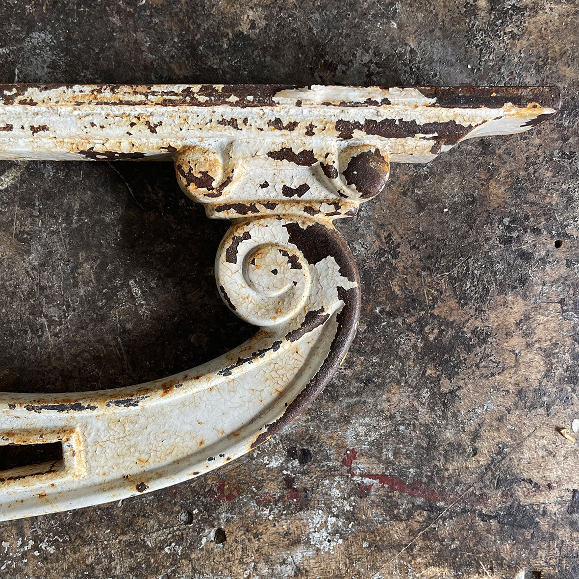 A beautiful Pair of heavy Cast Iron Brackets, reportedly from a train station in Normandy, France. the matching brackets have beautifully cast Art Nouveaux detailing within the frames. Would look fantastic holding up a kitchen shelf - SHOP NOW - www.intovintage.co.uk