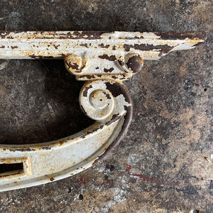 A beautiful Pair of heavy Cast Iron Brackets, reportedly from a train station in Normandy, France. the matching brackets have beautifully cast Art Nouveaux detailing within the frames. Would look fantastic holding up a kitchen shelf - SHOP NOW - www.intovintage.co.uk