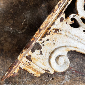A beautiful Pair of heavy Cast Iron Brackets, reportedly from a train station in Normandy, France. the matching brackets have beautifully cast Art Nouveaux detailing within the frames. Would look fantastic holding up a kitchen shelf - SHOP NOW - www.intovintage.co.uk