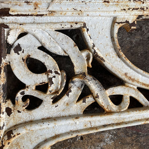 A beautiful Pair of heavy Cast Iron Brackets, reportedly from a train station in Normandy, France. the matching brackets have beautifully cast Art Nouveaux detailing within the frames. Would look fantastic holding up a kitchen shelf - SHOP NOW - www.intovintage.co.uk