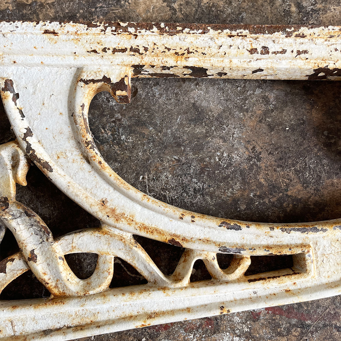 A beautiful Pair of heavy Cast Iron Brackets, reportedly from a train station in Normandy, France. the matching brackets have beautifully cast Art Nouveaux detailing within the frames. Would look fantastic holding up a kitchen shelf - SHOP NOW - www.intovintage.co.uk