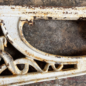 A beautiful Pair of heavy Cast Iron Brackets, reportedly from a train station in Normandy, France. the matching brackets have beautifully cast Art Nouveaux detailing within the frames. Would look fantastic holding up a kitchen shelf - SHOP NOW - www.intovintage.co.uk