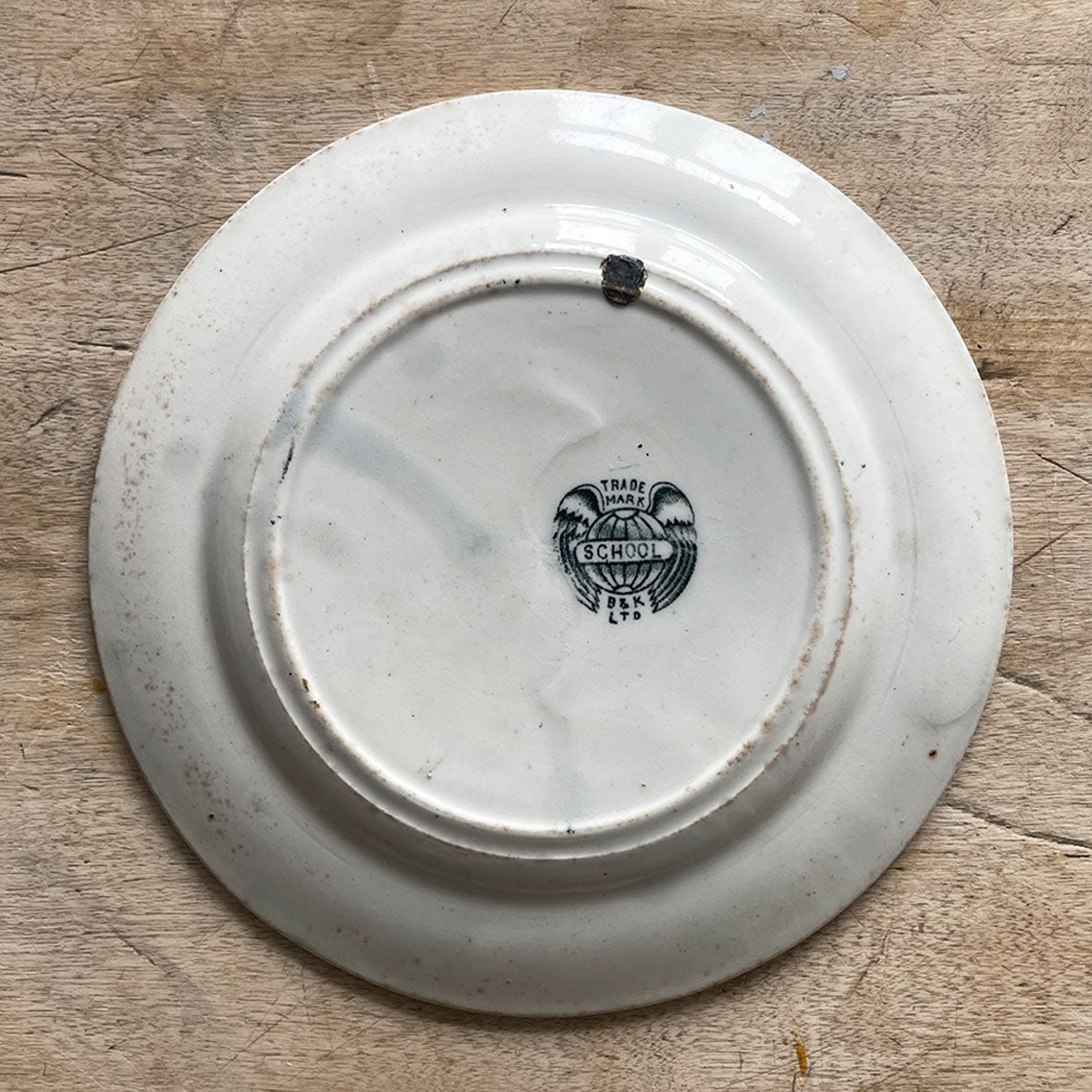 An early Victorian Education Plate by B & K Ltd. This charming little plate was designed to be used as a school teaching implement in English, Spelling and Mathematics, while at the same time being used as a domestic eating plate. Marked on the reverse with the 'B & K LTD' mark - SHOP NOW - www.intovintage.co.uk