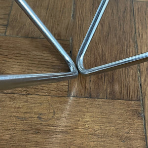 A stylish modernistic chromed square vintage coffee table in the Style of Paolo Piva circa 1980, Italy.Simple and elegant in form, the frame is made of chromed steel shaped connected triangles. Clear glass top - SHOP NOW - www.intovintage.co.uk