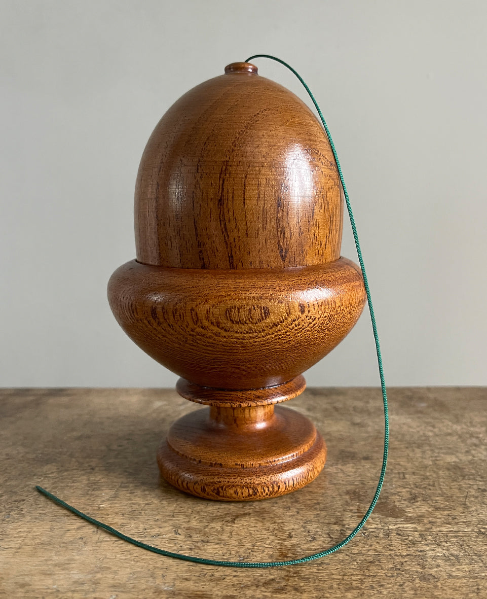 An Oak Treen Acorn String Dispenser. Expertly turned with a nice snug fit on the lid. Extremely tactile and very useful! - SHOP NOW - www.intovintage.co.uk