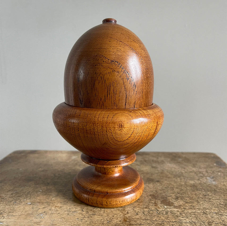 An Oak Treen Acorn String Dispenser. Expertly turned with a nice snug fit on the lid. Extremely tactile and very useful! - SHOP NOW - www.intovintage.co.uk