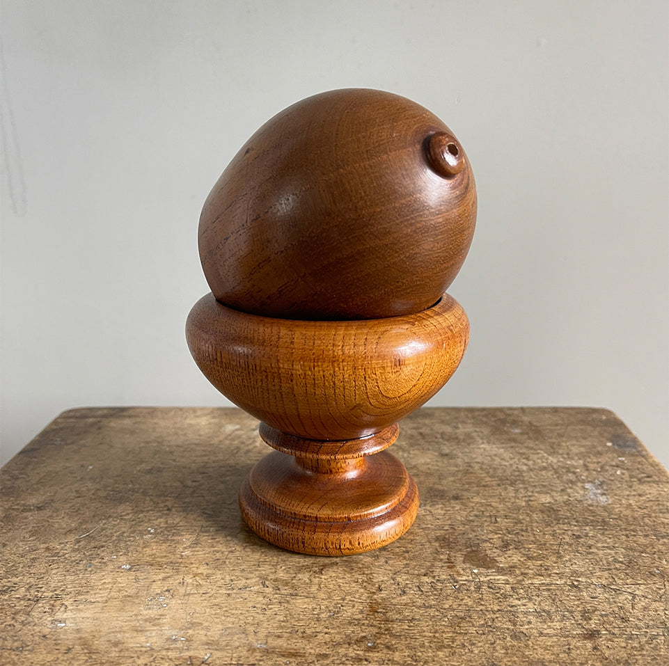 An Oak Treen Acorn String Dispenser. Expertly turned with a nice snug fit on the lid. Extremely tactile and very useful! - SHOP NOW - www.intovintage.co.uk