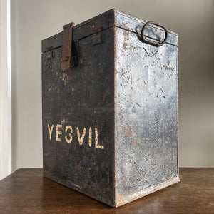 This is a real piece of social history. An original voting ballot box from Yeovil Town, Somerset. Metal in construction with convenient carry handles to both sides. The lid is hinged with a padlock flap. The laid has a posting slot that can be set to a closed position. Who knows what votes have been cast in this box over the years - SHOP NOW - www.intovintage.co.uk