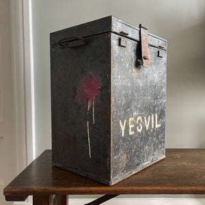 This is a real piece of social history. An original voting ballot box from Yeovil Town, Somerset. Metal in construction with convenient carry handles to both sides. The lid is hinged with a padlock flap. The laid has a posting slot that can be set to a closed position. Who knows what votes have been cast in this box over the years - SHOP NOW - www.intovintage.co.uk
