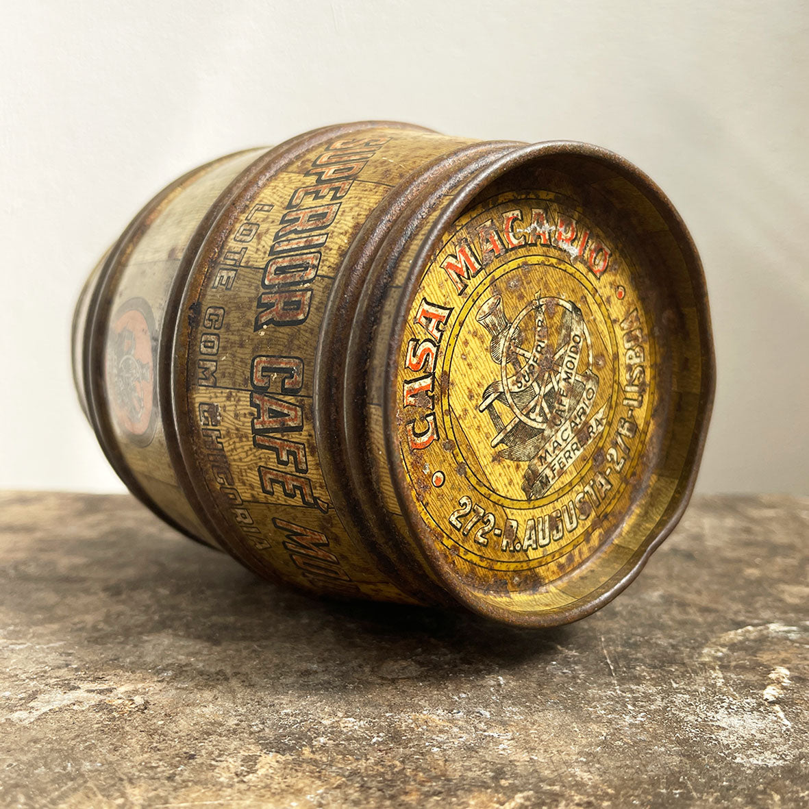 A vintage Cassa Macario Coffee Tin from Lisbon, Portugal - SHOP NOW - www.intovintage.co.uk