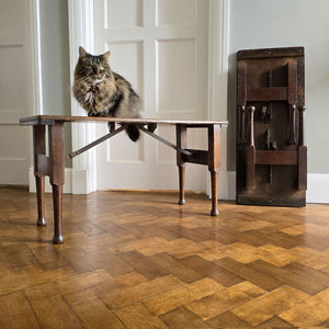 Simple in form and a good sized pair of Oak Benches in an untouched condition. The turned legs fold up and under, meaning easy storage when not in use. Stamped E.E.C on each end - SHOP NOW - www.intovintage.co.uk