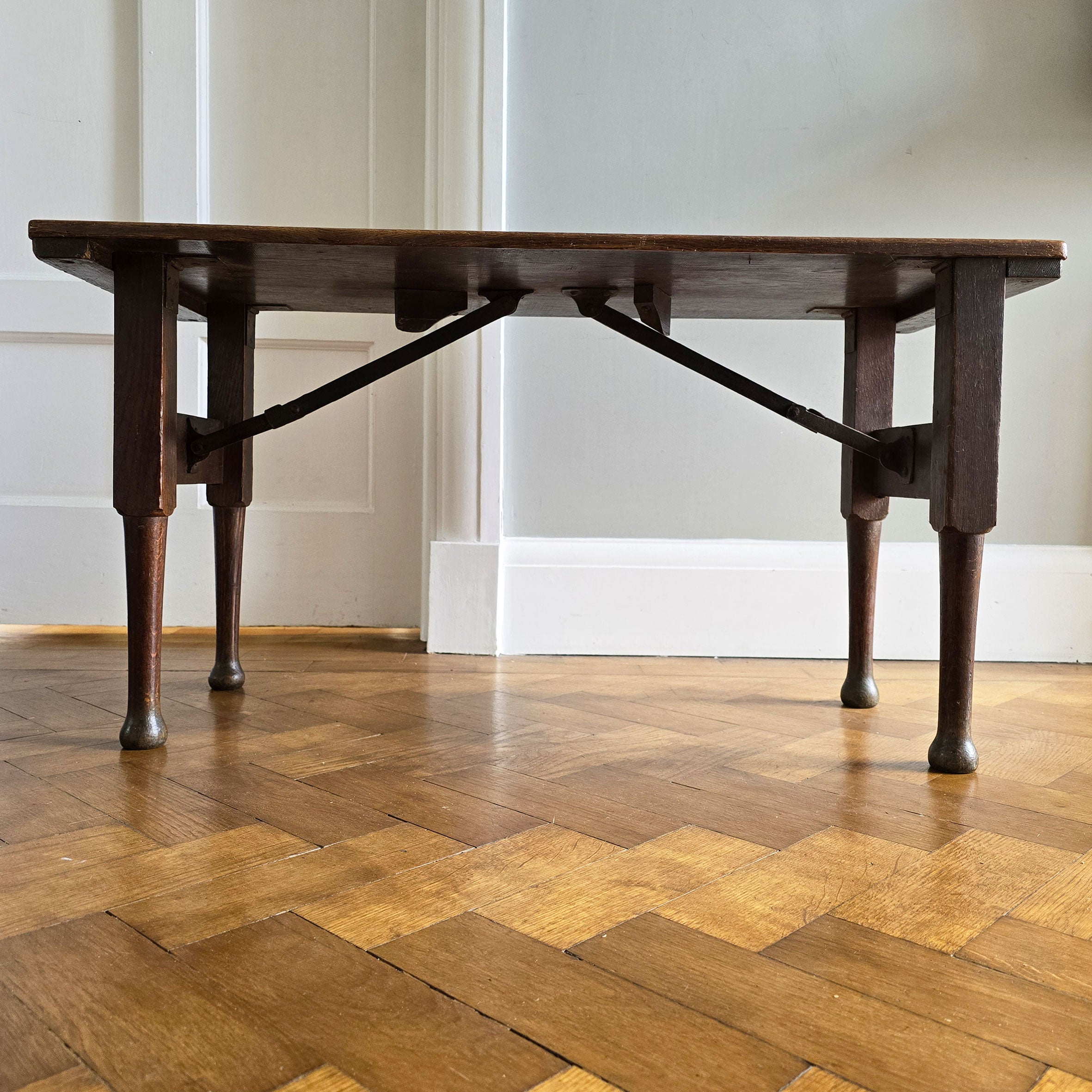 Simple in form and a good sized pair of Oak Benches in an untouched condition. The turned legs fold up and under, meaning easy storage when not in use. Stamped E.E.C on each end - SHOP NOW - www.intovintage.co.uk