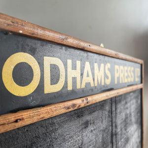 A 1950's Odhams Press Blackboard. Framed in pine with a printed 'Odhams Press Ltd' in the top panel. Odhams Press Ltd came about in 1920 and were responsible for publishing Mickey Mouse Weekly, Eagle, Robin and many other famous titles - SHOP NOW - www.intovintage.co.uk