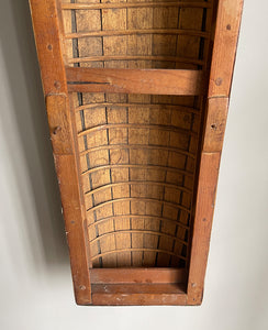 A vintage scratch built long boat. Of a ribbed and planked construction with three seats and a painted canvas hull. The boat has an added string so that it can be hung on the wall as a piece of art. A fascinating item - SHOP NOW - www.intovintage.co.uk