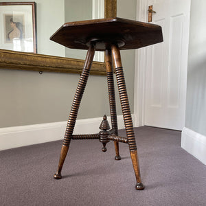 A good looking Scottish Bobbin Table. An octagonal top raised on three turned legs , tri-stretchers and central turned boss - SHOP NOW - www.intovintage.co.uk