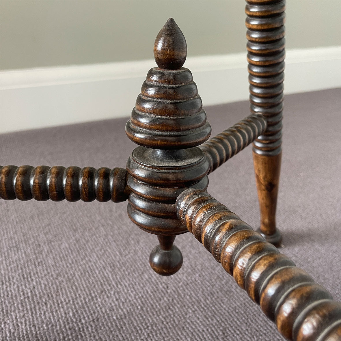 A good looking Scottish Bobbin Table. An octagonal top raised on three turned legs , tri-stretchers and central turned boss - SHOP NOW - www.intovintage.co.uk
