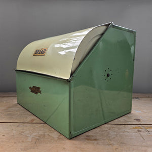 A Vintage Green Arrow bread bin in a fab duck egg green and cream combo, and still having its 'BREAD' and 'Green Arrow' water slide stickers to the front. A great looking item for the vintage kitchen - SHOP NOW - www.intovintage.co.uk