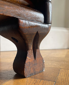 A very versatile 1940s collapsible oak bookcase & secretaire. It comes in 3 collapsible bookcase sections with up & over glass doors and a secretaire section which can be positioned at different levels. The secretaire has a fold down flap that turns into the desk, 6 drawers with brass card markers and plenty of little cubby holes - SHOP NOW - www.intovintage.co.uk