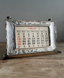 An Antique Silver fronted desk calendar that would look the part on anyone's desk - SHOP NOW - www.intovintage.co.uk