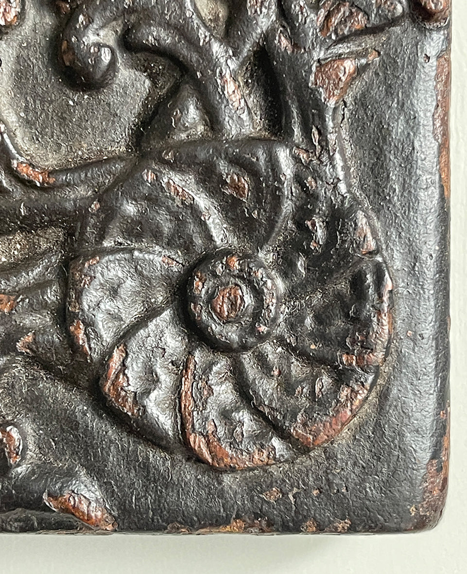 An interesting 17th Century Carved Oak Panel that once would have been the door off of a piece of furniture. The hinge and escutcheon marks are still visible on the reverse. The center sees a crowned eagle surrounded by climbing roses with four larger roses in each corner. Look closer and you'll see other birds and a cupid within the foliage - SHOP NOW - www.intovintage.co.uk