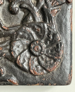 An interesting 17th Century Carved Oak Panel that once would have been the door off of a piece of furniture. The hinge and escutcheon marks are still visible on the reverse. The center sees a crowned eagle surrounded by climbing roses with four larger roses in each corner. Look closer and you'll see other birds and a cupid within the foliage - SHOP NOW - www.intovintage.co.uk