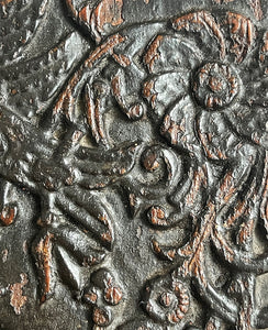 An interesting 17th Century Carved Oak Panel that once would have been the door off of a piece of furniture. The hinge and escutcheon marks are still visible on the reverse. The center sees a crowned eagle surrounded by climbing roses with four larger roses in each corner. Look closer and you'll see other birds and a cupid within the foliage - SHOP NOW - www.intovintage.co.uk