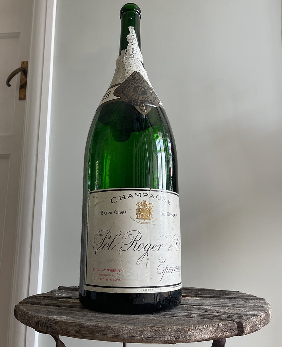 A very large vintage Pol Roger & Co Champagne Bottle. Nicely aged - SHOP NOW - www.intovintage.co.uk