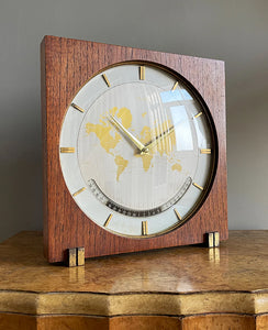 希少美品Kienzle ワールドタイム置時計 ビッグサイズゴールド未使用 A vintage 60th TEAK XXL Kienzle Worldtimer - IntoVintage.co.uk