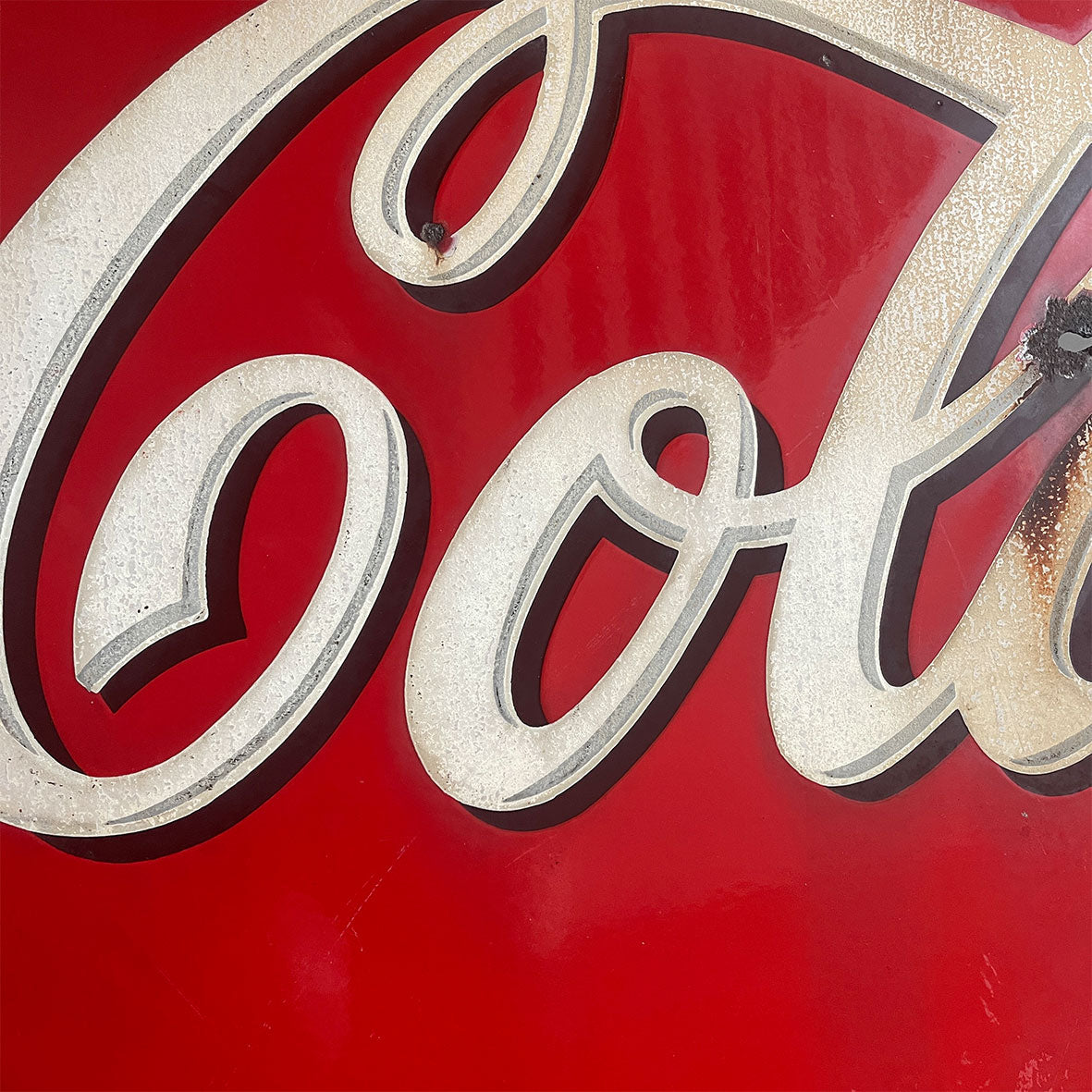 A Double Sided Coca Cola Enamel Sign from the 1930's period. Each side is finished in bright Coke red with white and . A fantastic sign that would look excellent in a restaurant, retail space or even a home - SHOP NOW - www.intovintage.co.uk