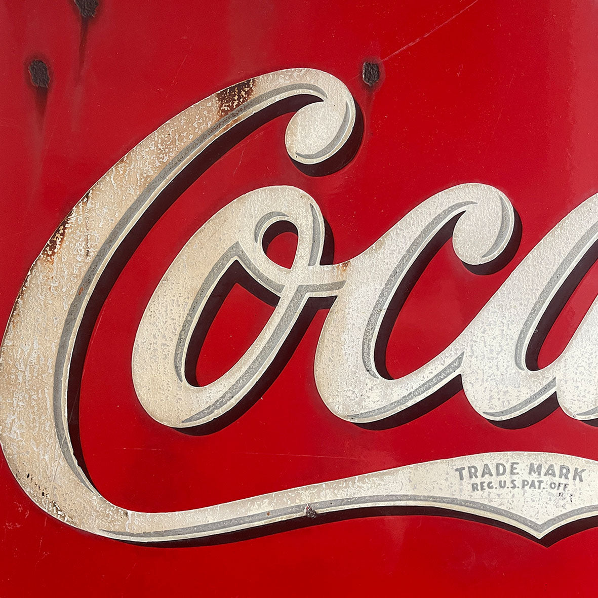 A Double Sided Coca Cola Enamel Sign from the 1930's period. Each side is finished in bright Coke red with white and . A fantastic sign that would look excellent in a restaurant, retail space or even a home - SHOP NOW - www.intovintage.co.uk