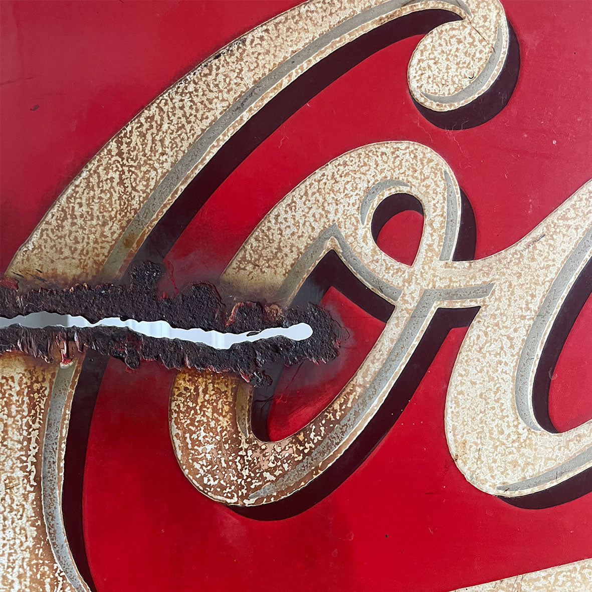 A Double Sided Coca Cola Enamel Sign from the 1930's period. Each side is finished in bright Coke red with white and . A fantastic sign that would look excellent in a restaurant, retail space or even a home - SHOP NOW - www.intovintage.co.uk