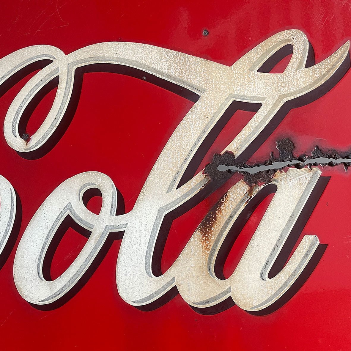 A Double Sided Coca Cola Enamel Sign from the 1930's period. Each side is finished in bright Coke red with white and . A fantastic sign that would look excellent in a restaurant, retail space or even a home - SHOP NOW - www.intovintage.co.uk