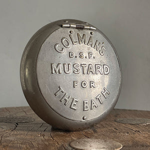 A rare Edwardian Coleman's 'Mustard for the Bath' Tin. Embossed type to the top sprung hinged lid. Great condition. - SHOP NOW - www.intovintage.co.uk