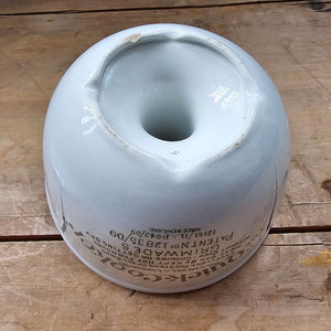 An Antique Grimwade's patented quick cooker pudding bowl with lid, circa 1911, made in England from stoneware pottery. It has a capacity of 2 1/2 pints, 7 inch size with directions printed on bowl and lid, you just need string to tie it up before cooking! SHOP NOW - www.intovintage.co.uk