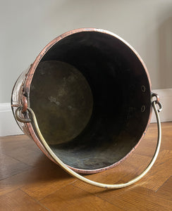 A Victorian Copper Riveted Coal Bucket, dating to 1870. Fantastic for fireside storage, it has a fold-down brass carrying handle, the seams are in excellent order and it's finished with attractive chunky rivets - SHOP NOW - www.intovintage.co.uk