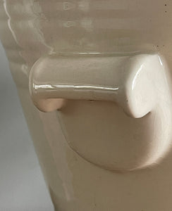A well sized white ironstone dairy CREAM pail with side carrying handles, lip front and pretty floral decoration - SHOP NOW - www.intovintage.co.uk