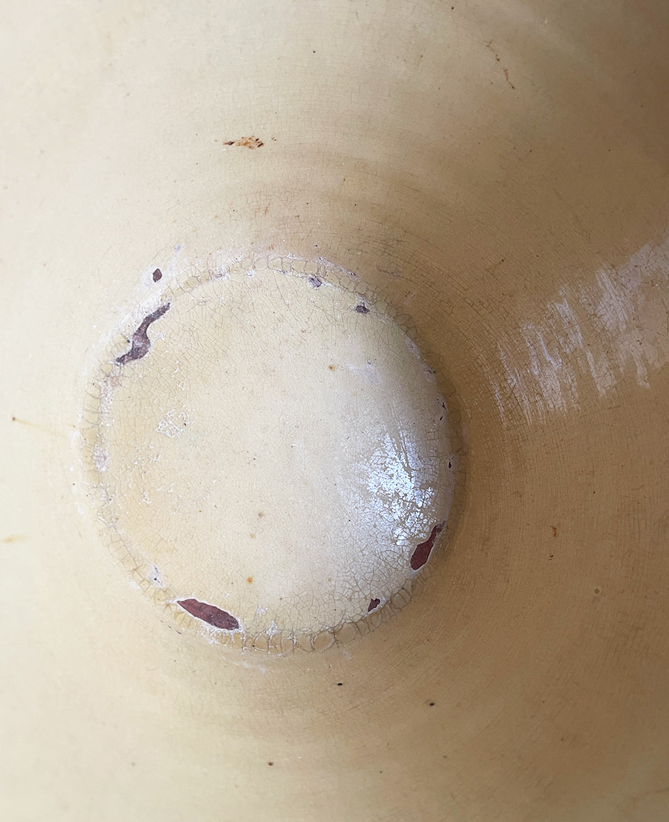 An Antique glazed terracotta Dairy Cream Bowl. Ideal for bread proving. French, late 19th Century - SHOP NOW - www.intovintage.co.uk